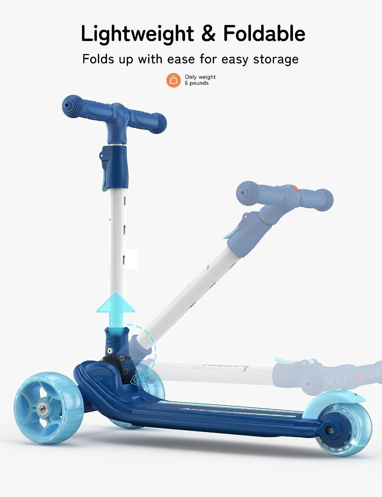 3-Wheel Kids Scooter Ages 3-10, Adjustable Height, Safe & Sturdy Design3