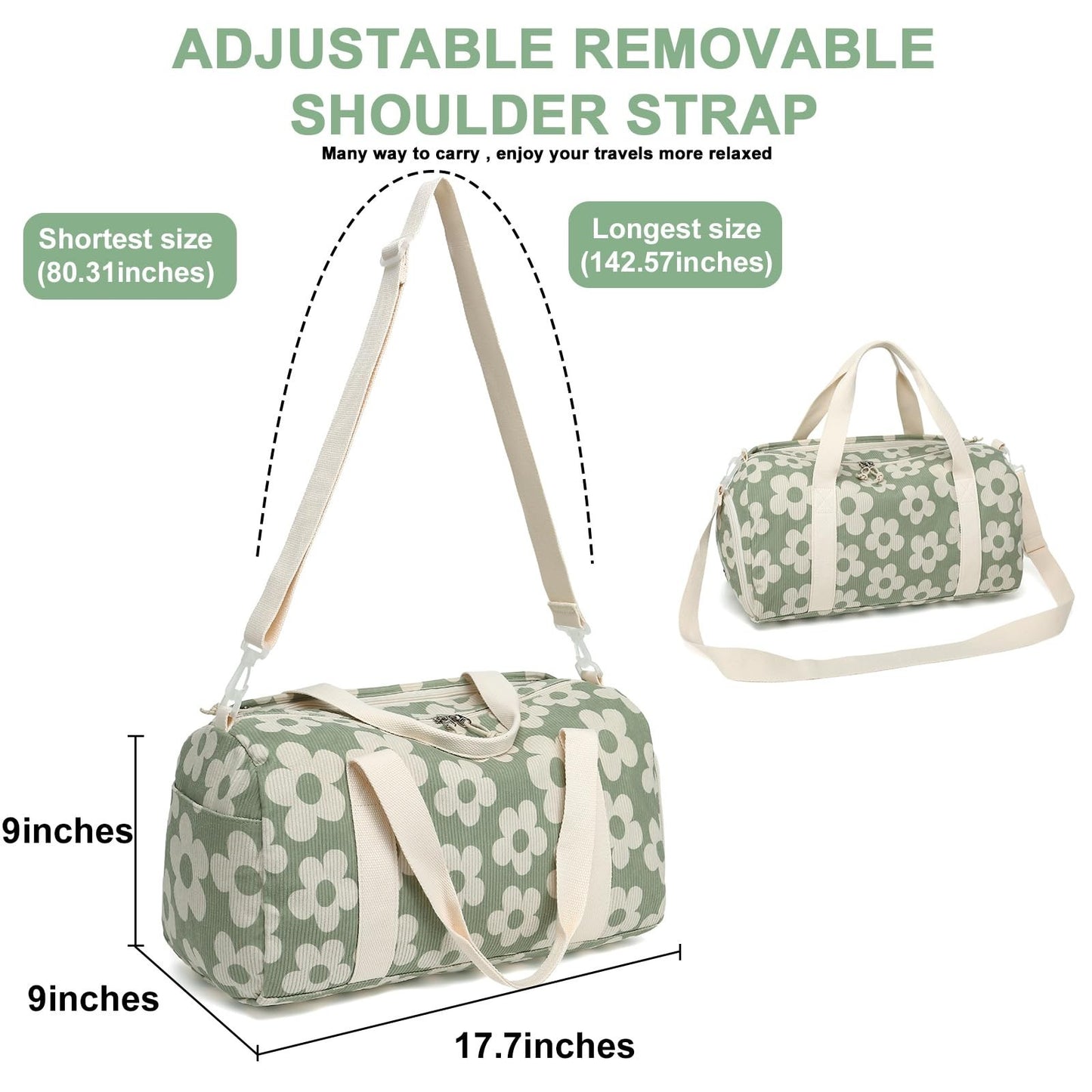 Cute Gym Duffle Bag for Girls with Shoe Compartment & Wet Separation - Waterproo6