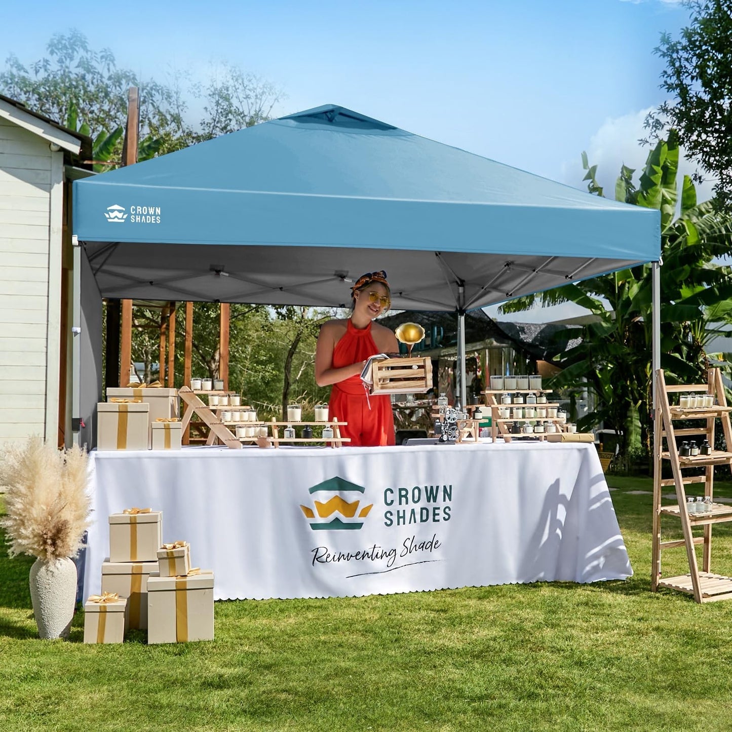 10x10 Pop Up Canopy Tent with Side Wall, Easy Setup Outdoor Gazebo, Beach Shade,1