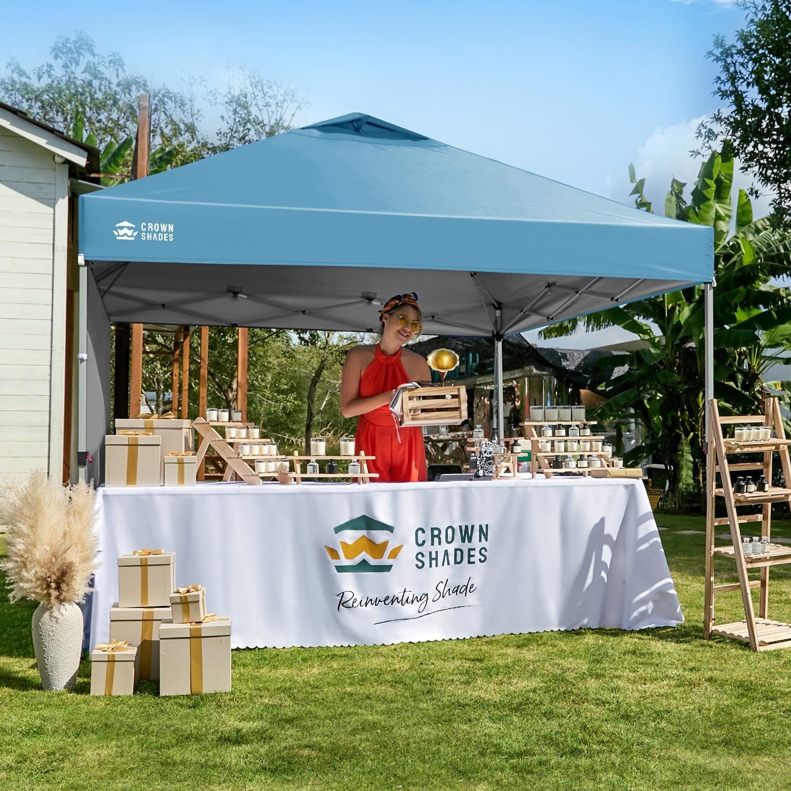 10x10 Pop Up Canopy Tent with Side Wall, Easy Setup Outdoor Gazebo, Beach Shade,1