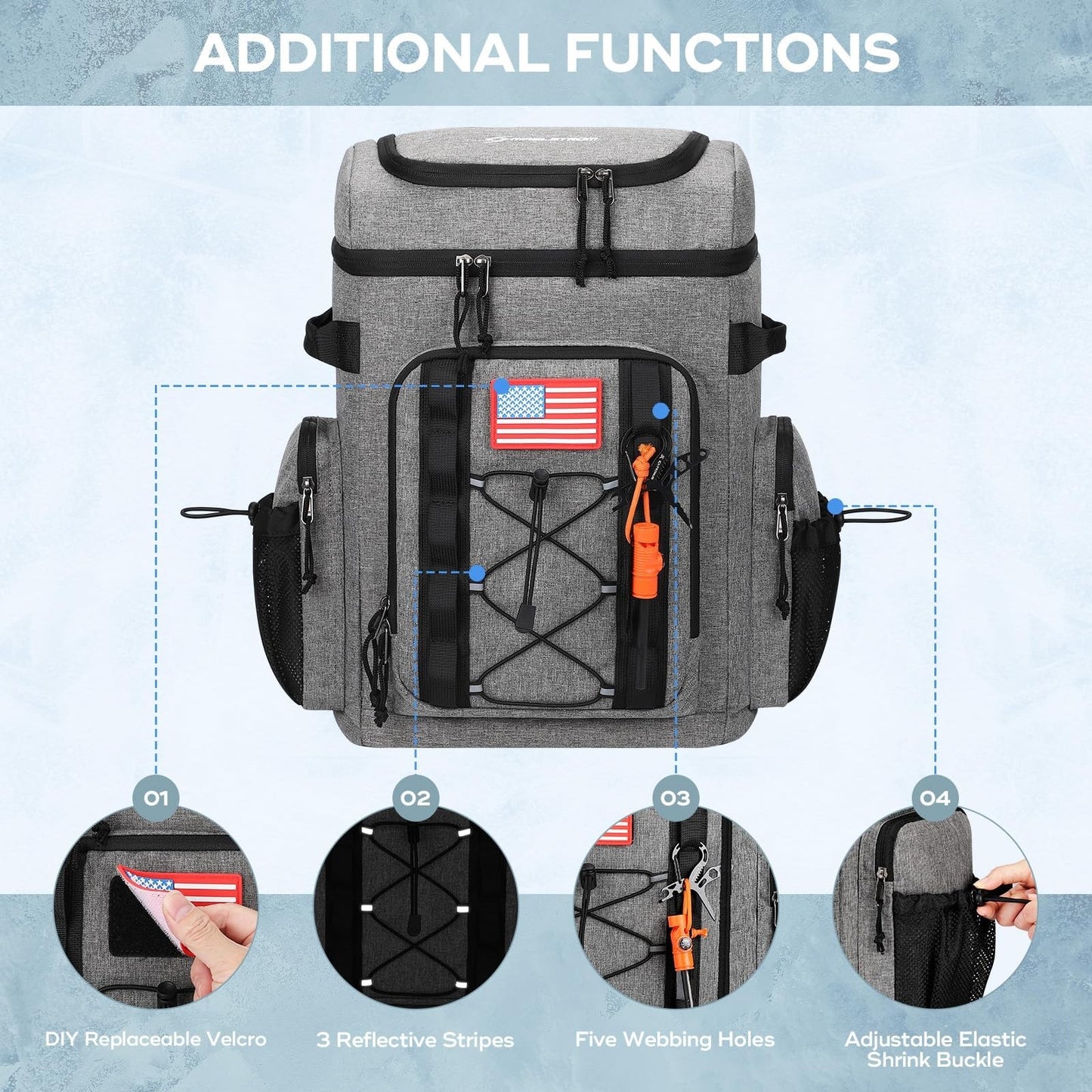 Insulated Backpack Cooler - 35/50 Can, Leakproof Soft Bag, Keeps Food Cold 16H,4