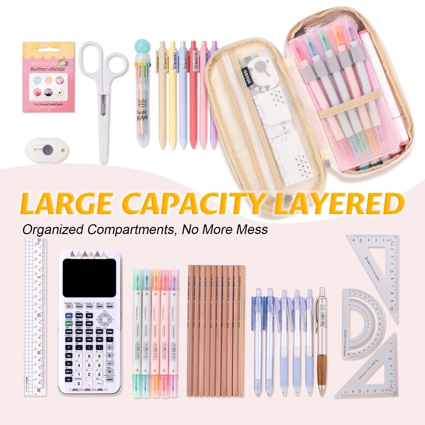 Large Capacity Pencil Case   Big Storage Organizer for Office, School, College  4