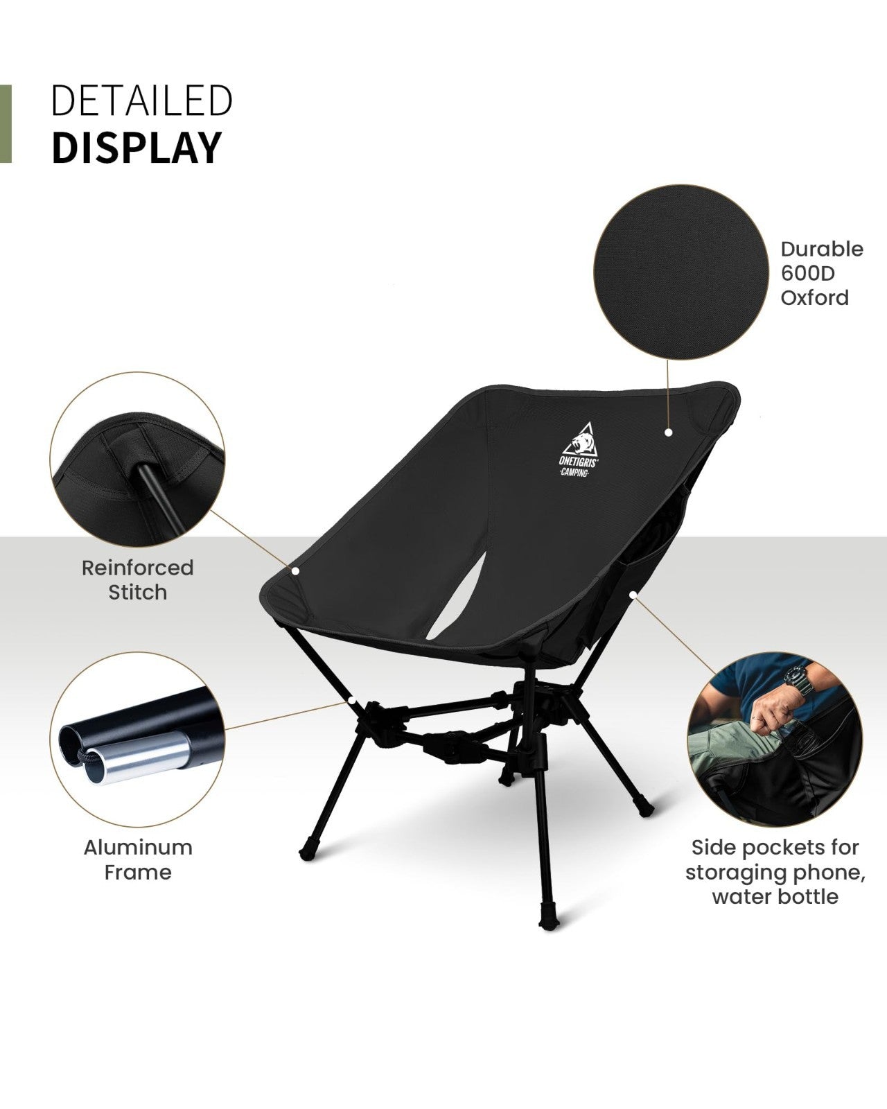 Lightweight Folding Camping Chair - Portable Backpacking Chair, 330 lbs Capacity3