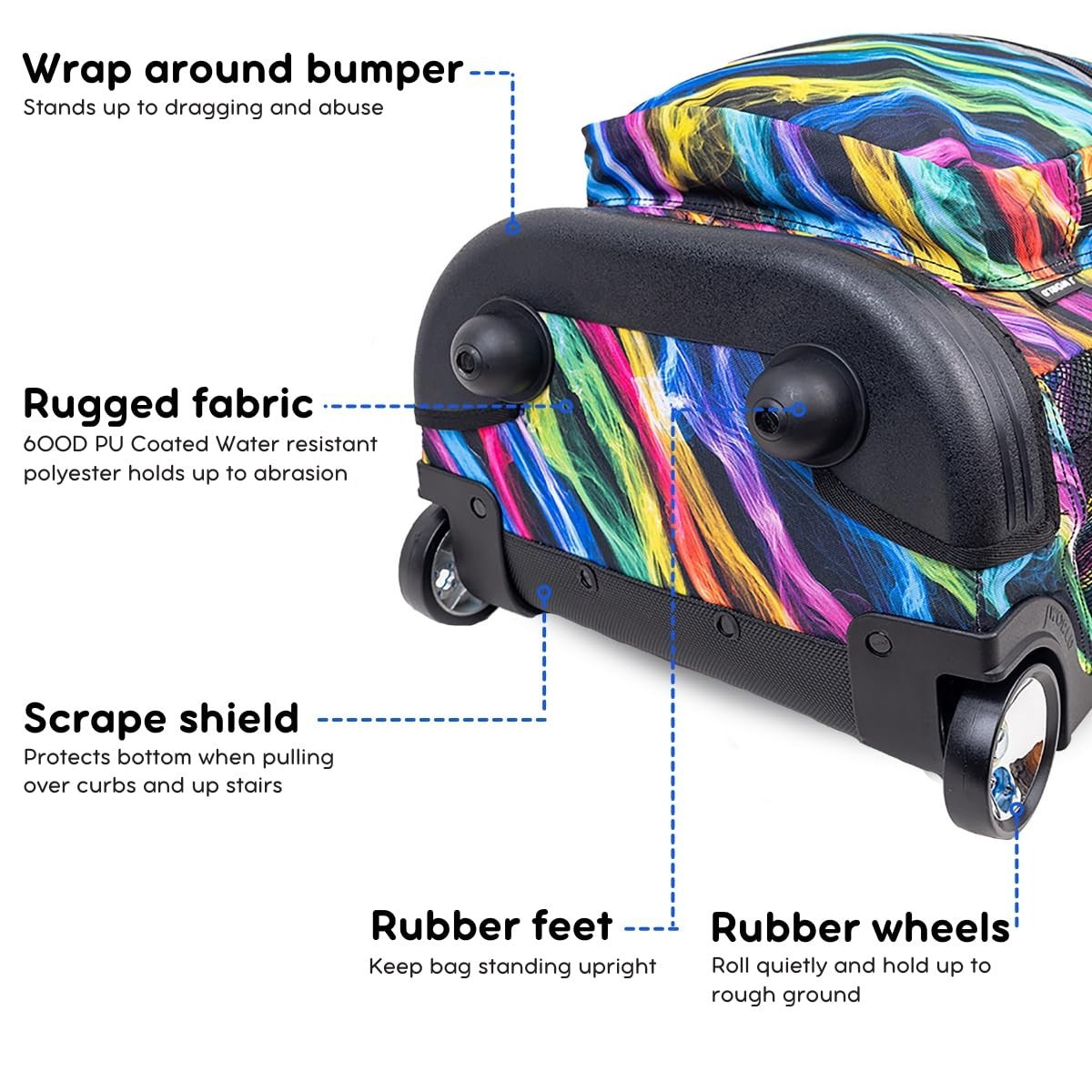 Kids Rolling Backpack with Wheels, 18" School Bookbag for Boys & Girls, Durable4