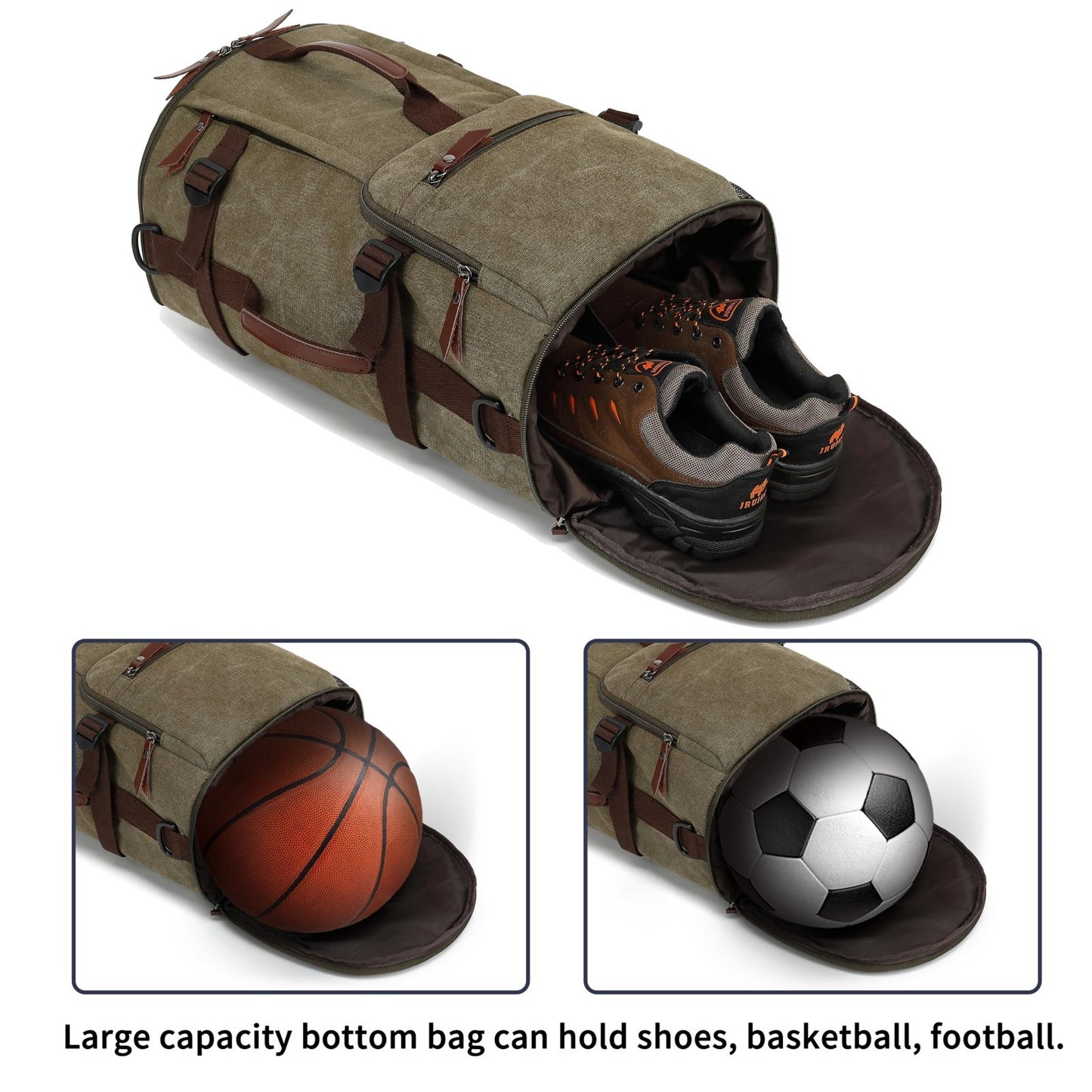 Waterproof Gym Duffel Backpack with Shoe Compartment, 4 Carry Methods, Sports &7