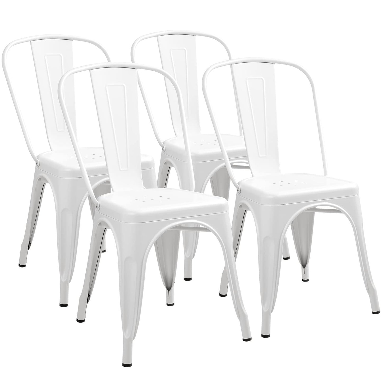 Stackable Metal Dining Chairs Set of 4   Chic Bistro Cafe Side Chairs for Indoor0