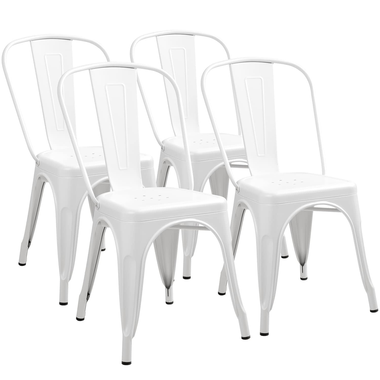 Stackable Metal Dining Chairs Set of 4   Chic Bistro Cafe Side Chairs for Indoor0