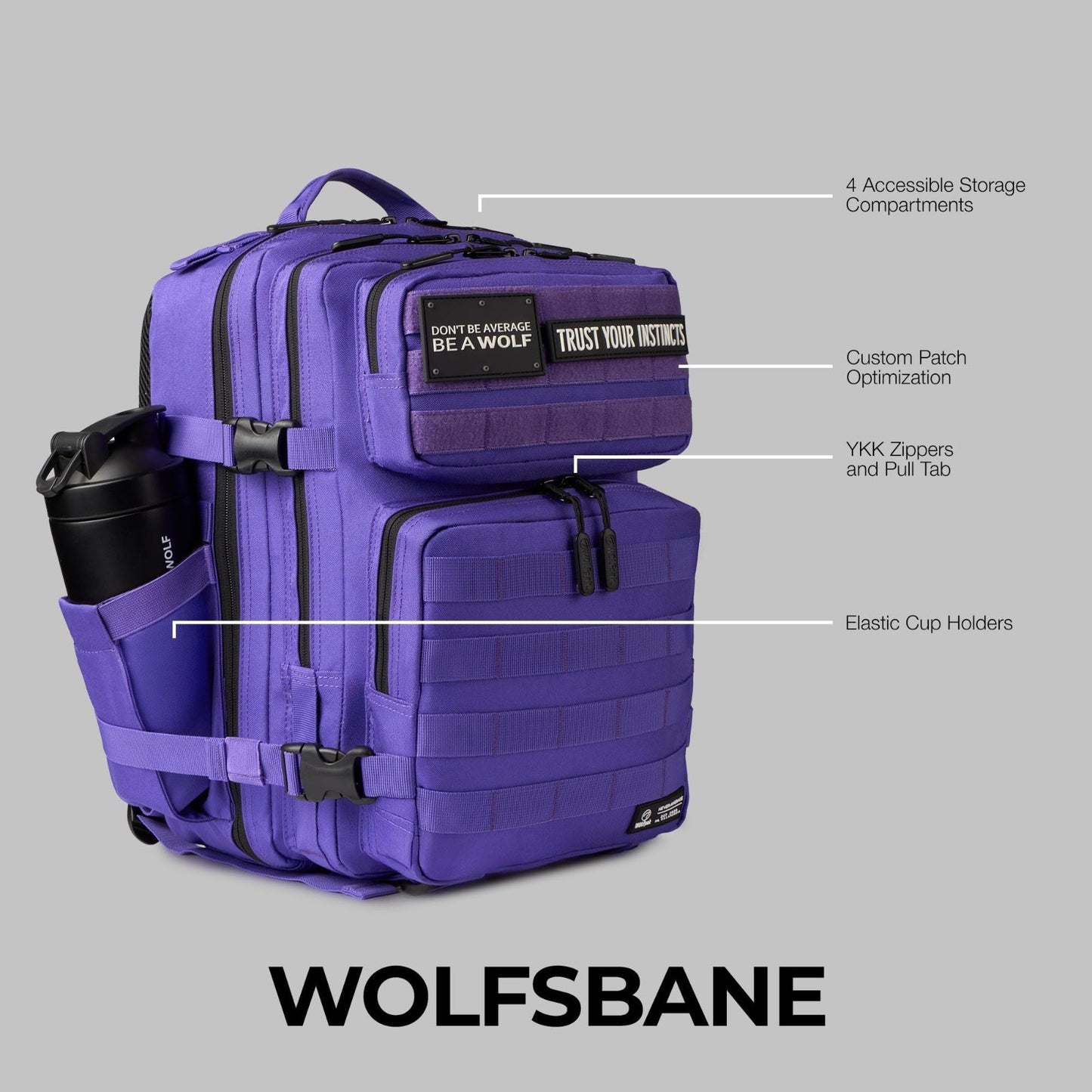 Durable 25L Athletic Gym Backpack   Waterproof Oxford, MOLLE Webbing, Laptop Poc3