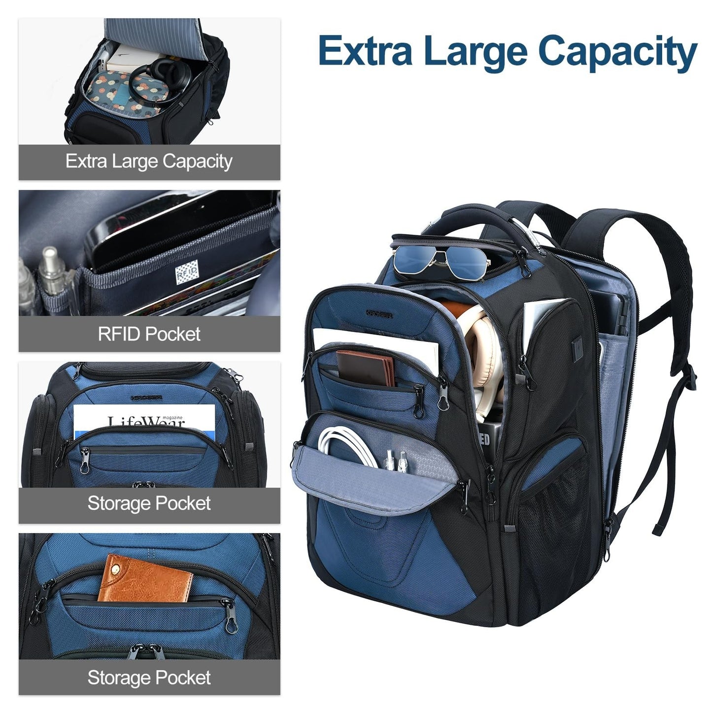 XXXL Travel Laptop Backpack 18.4 Inch, Waterproof Computer Bag for Men, Stylish3
