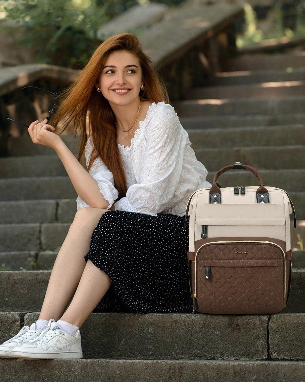 Quilted Laptop Backpack for Women   Stylish Work, Teacher, Nurse Purse Bag7