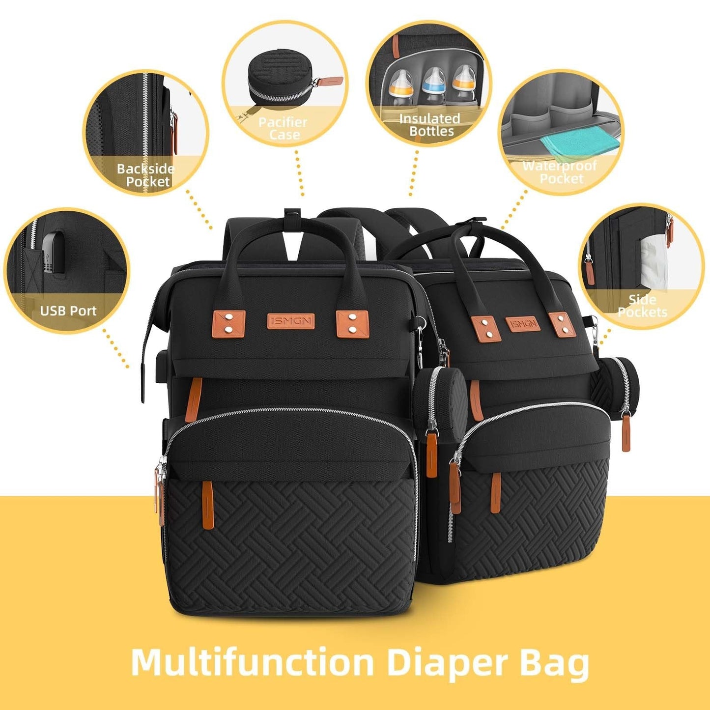 Diaper Bag Backpack with Changing Station, Baby Travel Bag for Boys, Black3