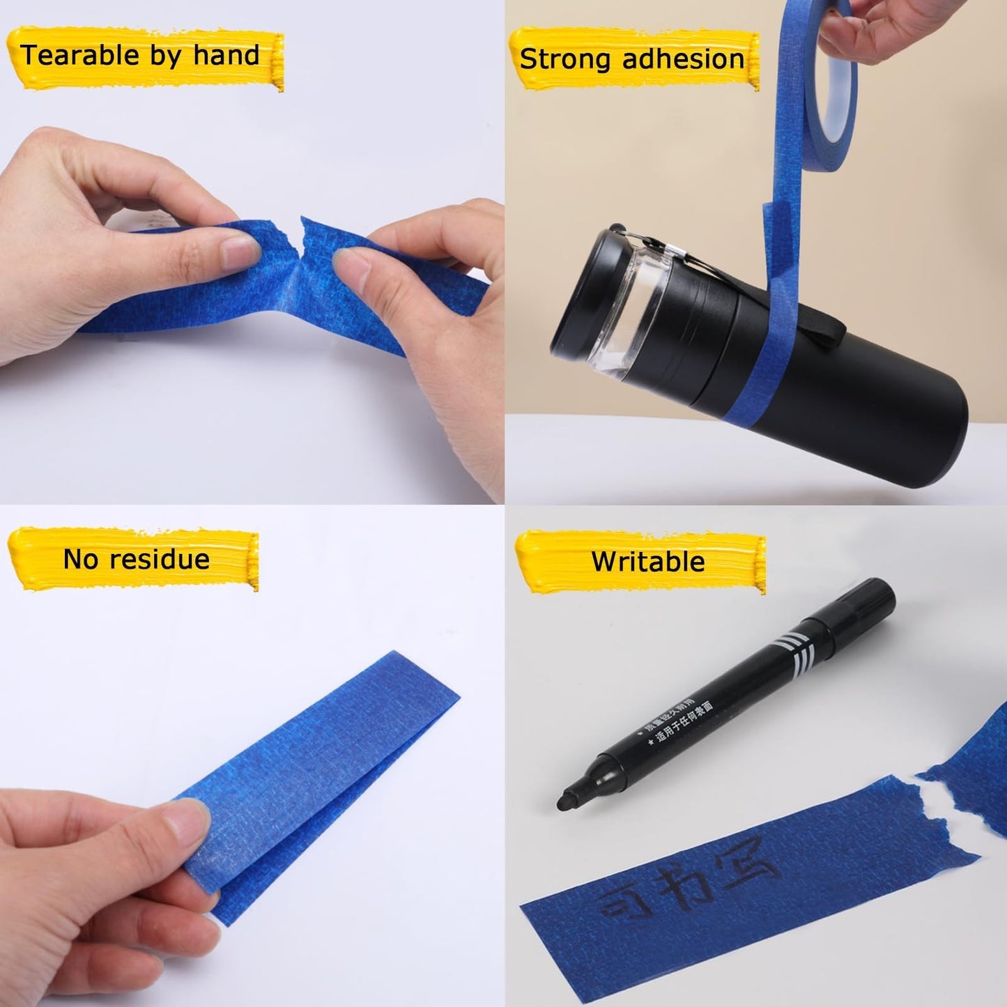 Multi Purpose Blue Masking Tape   Painters, Crafts, Labeling, 6 Rolls, 360.6 YDS3