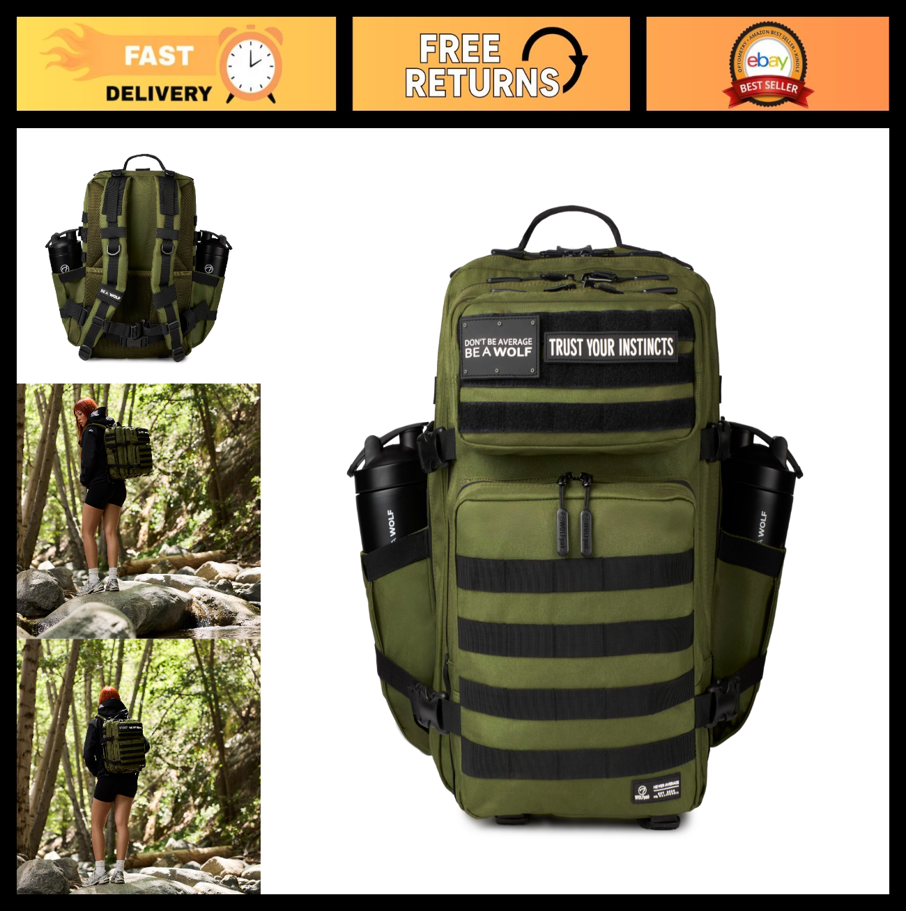 Durable 45L Waterproof Gym Backpack   1000D Oxford, MOLLE Webbing, Laptop Pocket0