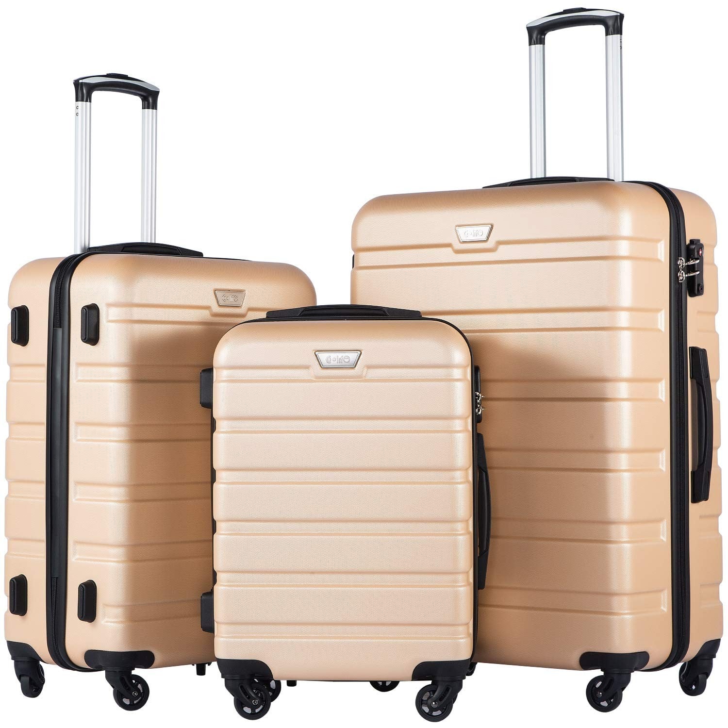 Lightweight 3-Piece Hardshell Luggage Set, 360° Spinner Wheels, TSA Lock, Champa1