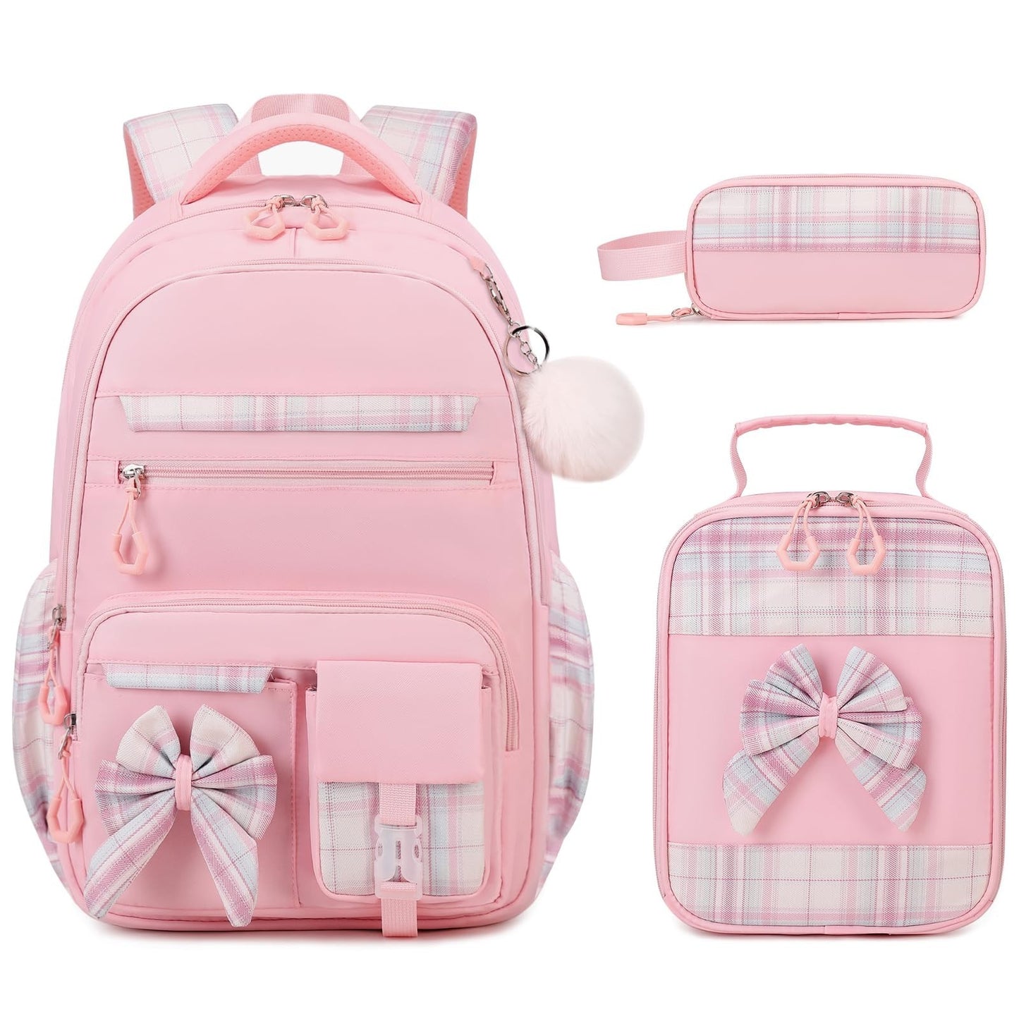 Cute Girls Backpack Set with Lunch Bag & Pencil Case   Stylish School Bag for Ki1