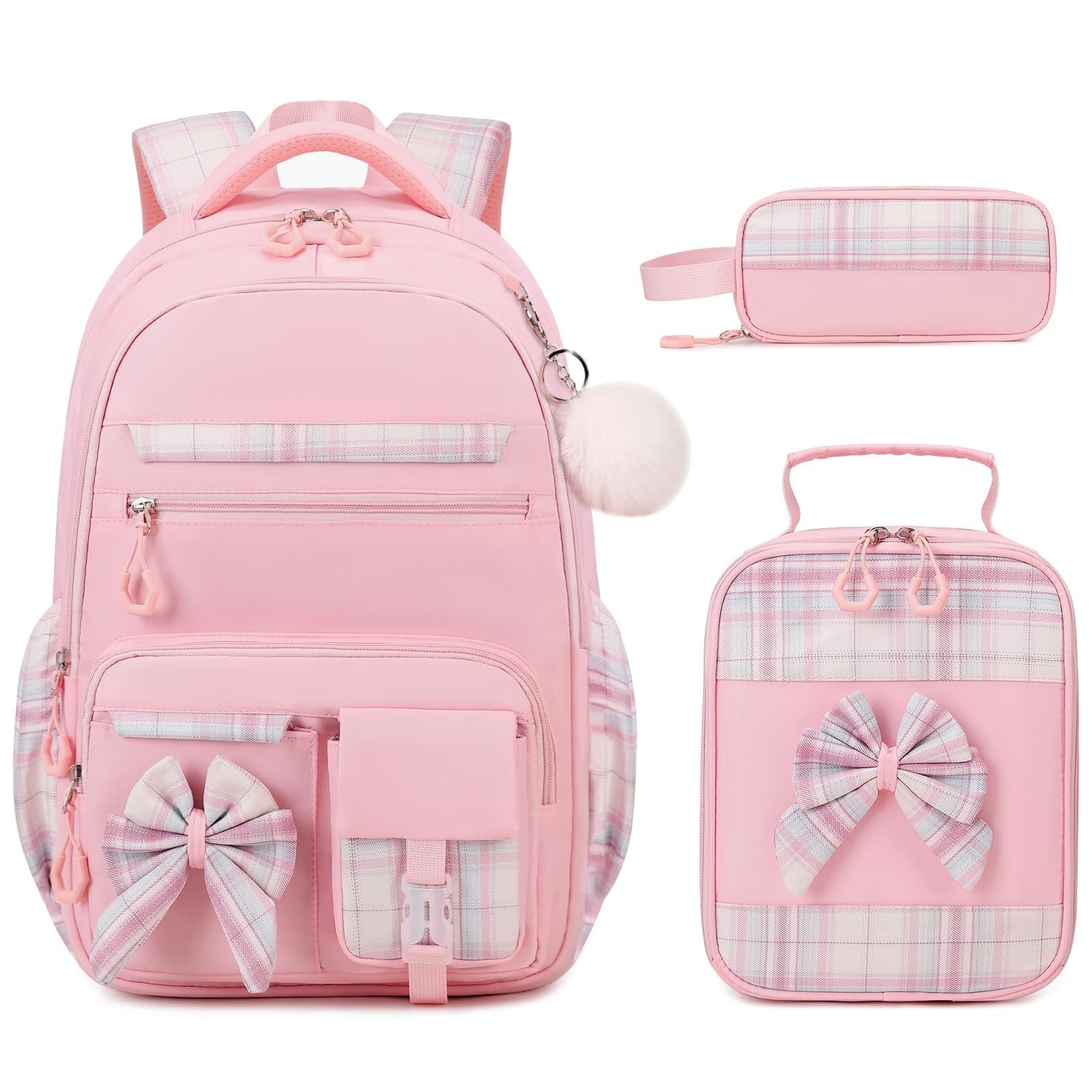 Cute Girls Backpack Set with Lunch Bag & Pencil Case   Stylish School Bag for Ki1