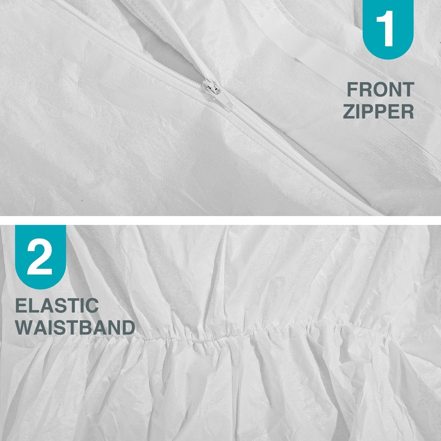 30 Pack Heavy Duty Disposable Hazmat Suits   Full Body Coveralls, 3XL, Elastic W3