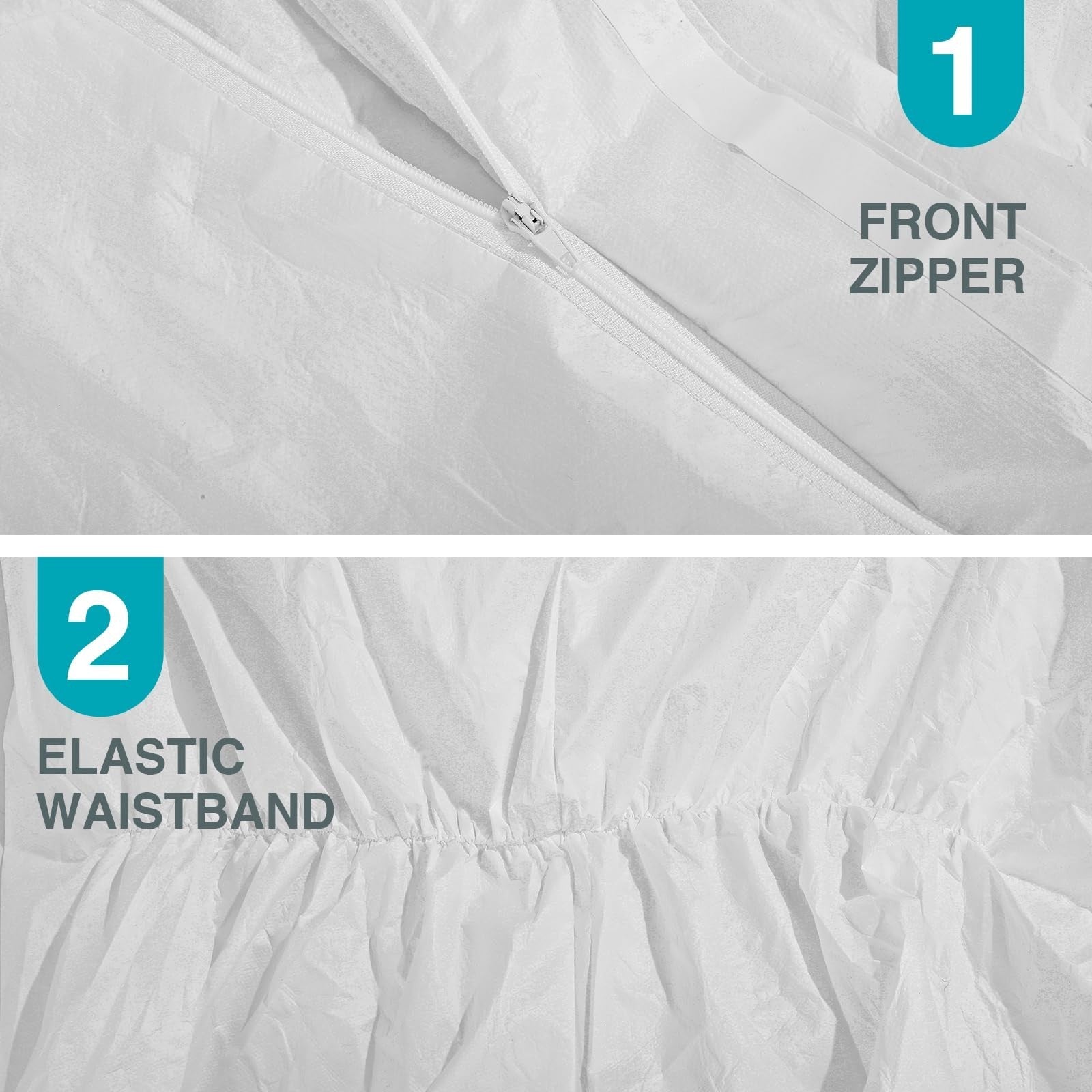 30 Pack Heavy Duty Disposable Hazmat Suits   Full Body Coveralls, 3XL, Elastic W3
