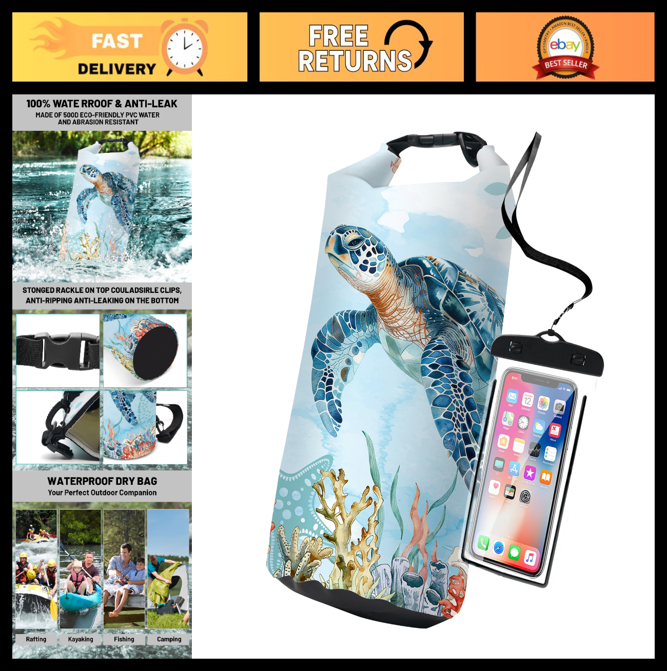 Waterproof Dry Bag Backpack - Lightweight Floating Bags for Kayaking, Fishing, C0