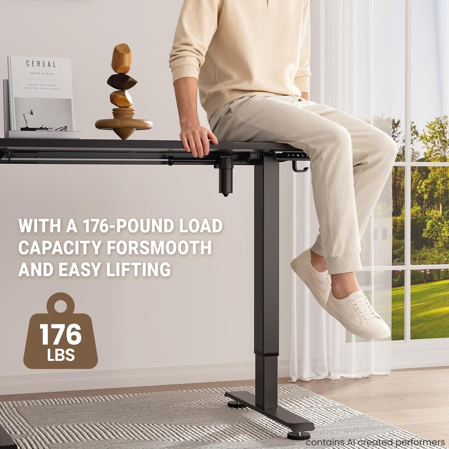 Adjustable Height Standing Desk 47.2" - Modern Wood Computer Table for Home Offi4