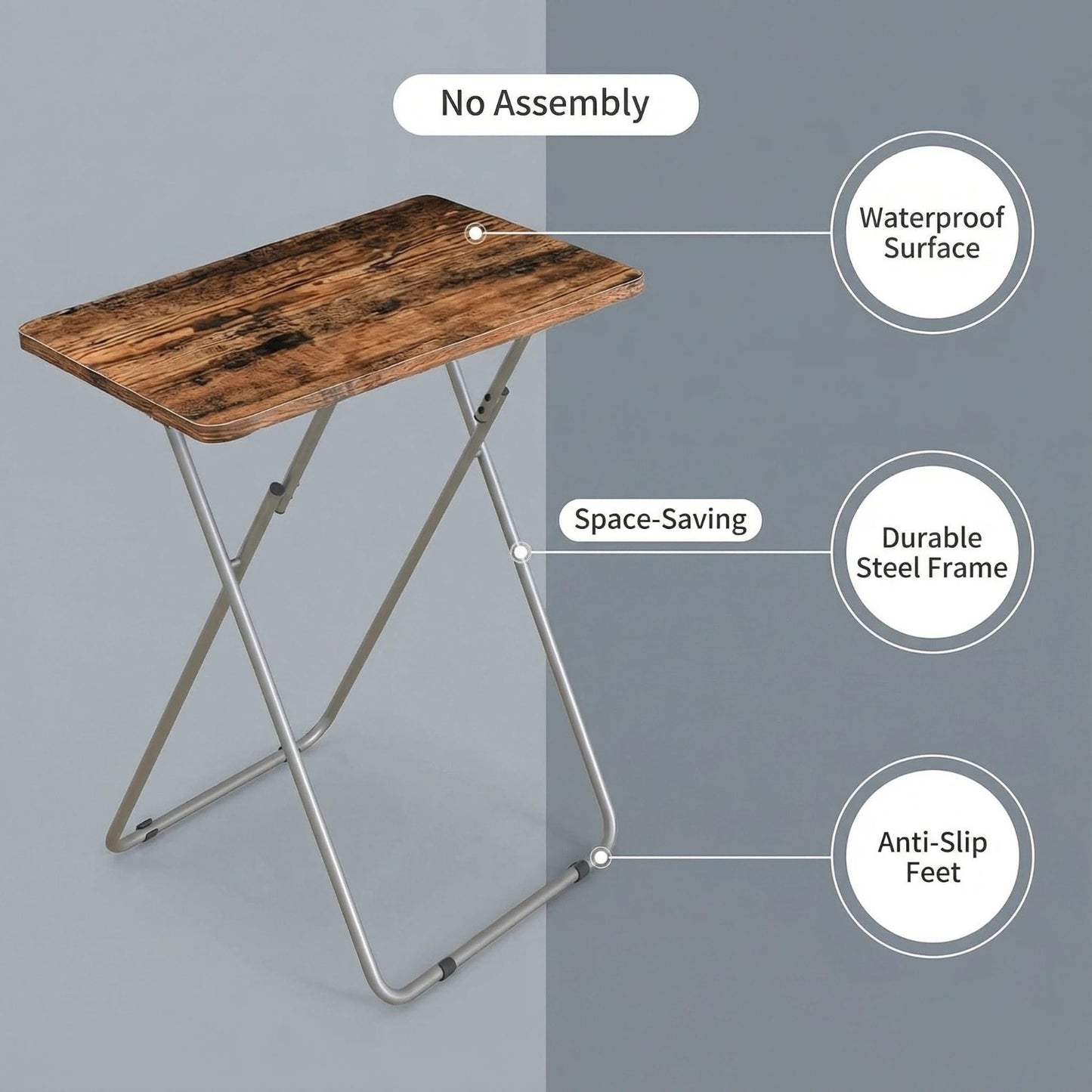 Folding TV Tray Table - Sturdy Snack Table for Couch, Sofa, Bed - No Assembly, C5