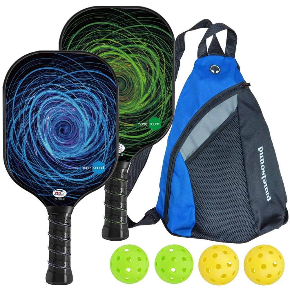 Pickleball Paddle Set of 2 or 4 - USAPA Approved Fiberglass Rackets, 4 Balls & C1