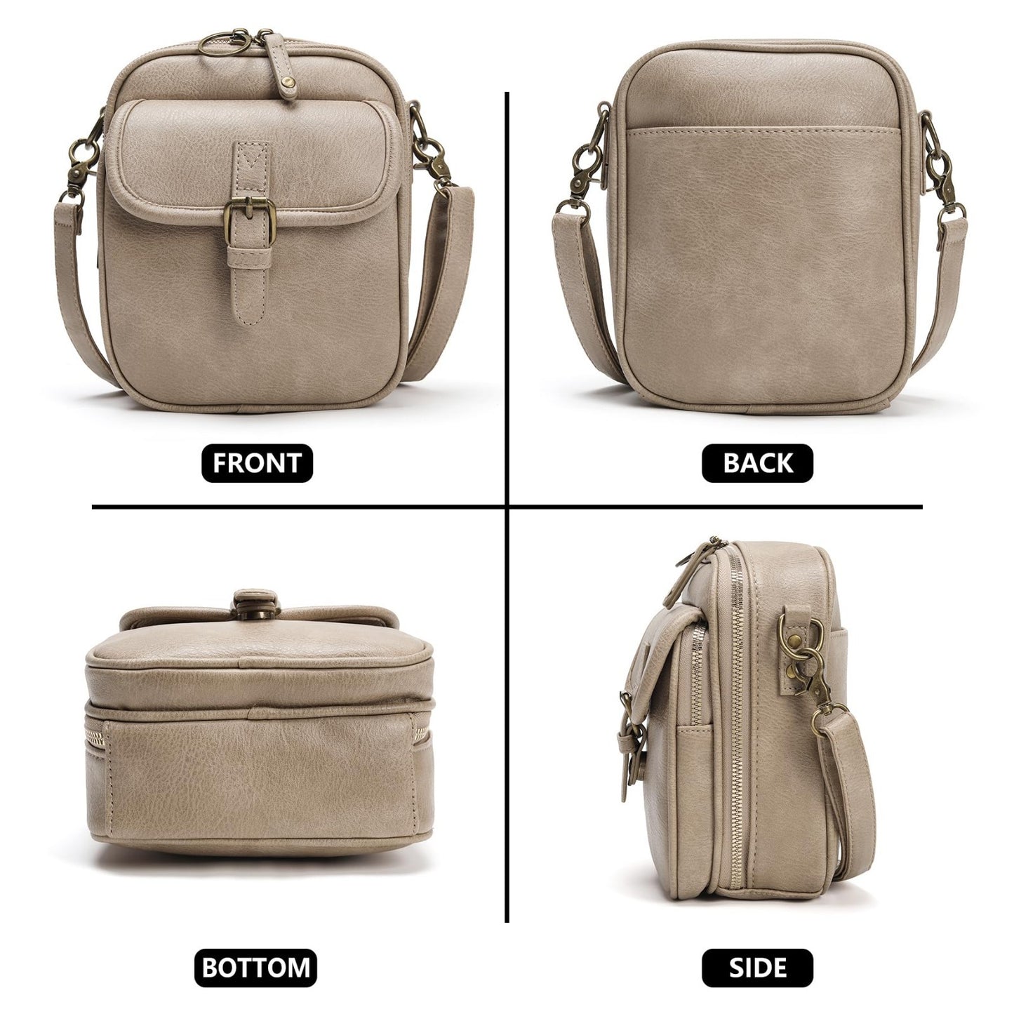 Vegan Leather Crossbody Bag for Women - Vintage Anti-Theft Messenger Purse with5