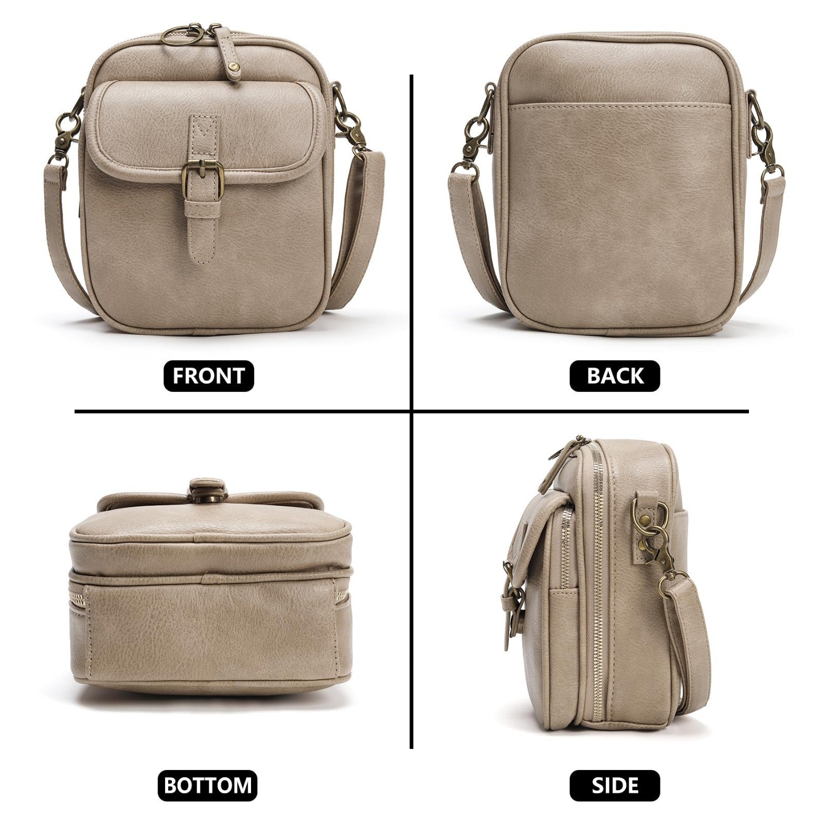 Vegan Leather Crossbody Bag for Women - Vintage Anti-Theft Messenger Purse with5