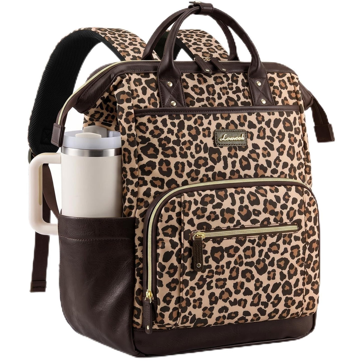 Stylish 15.6" Laptop Backpack with Tumbler Holder, Travel Bag for Work & College1