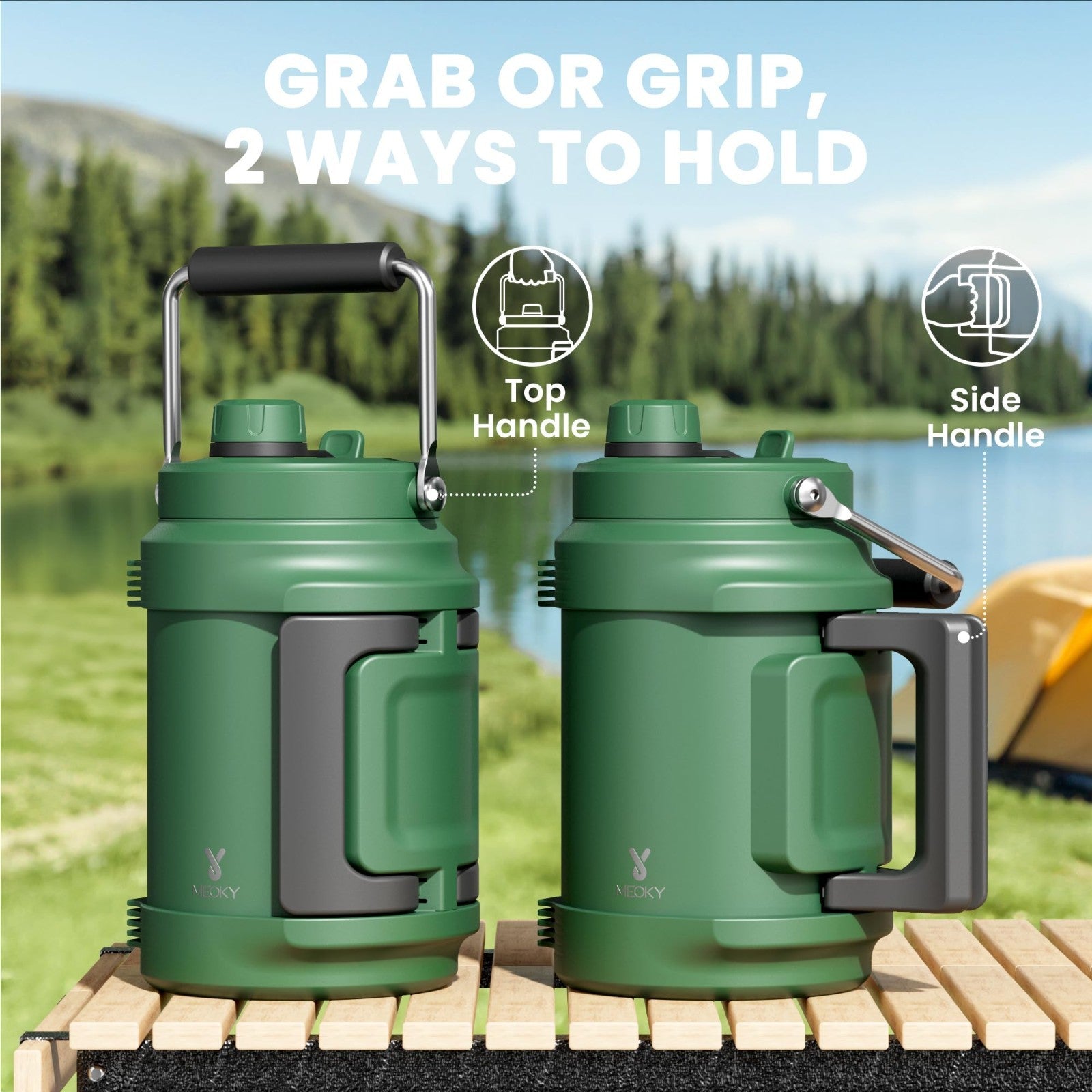 64 oz Insulated Water Bottle - Triple Wall Vacuum Jug, 2-in-1 Lid, Leak Proof, B4