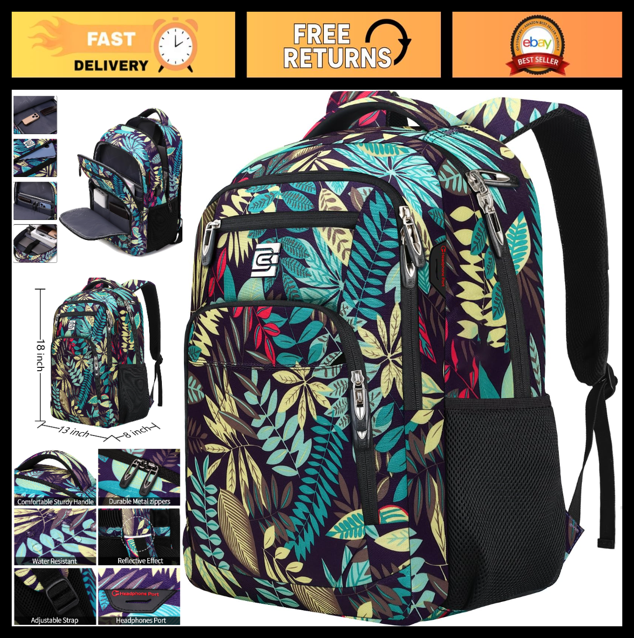 Slim Anti Theft Laptop Backpack for Business Travel & College   Stylish & Durabl0
