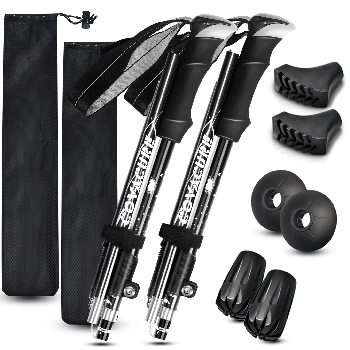 Collapsible Trekking Poles - Lightweight Aluminum Hiking Sticks, Telescopic & Fo1