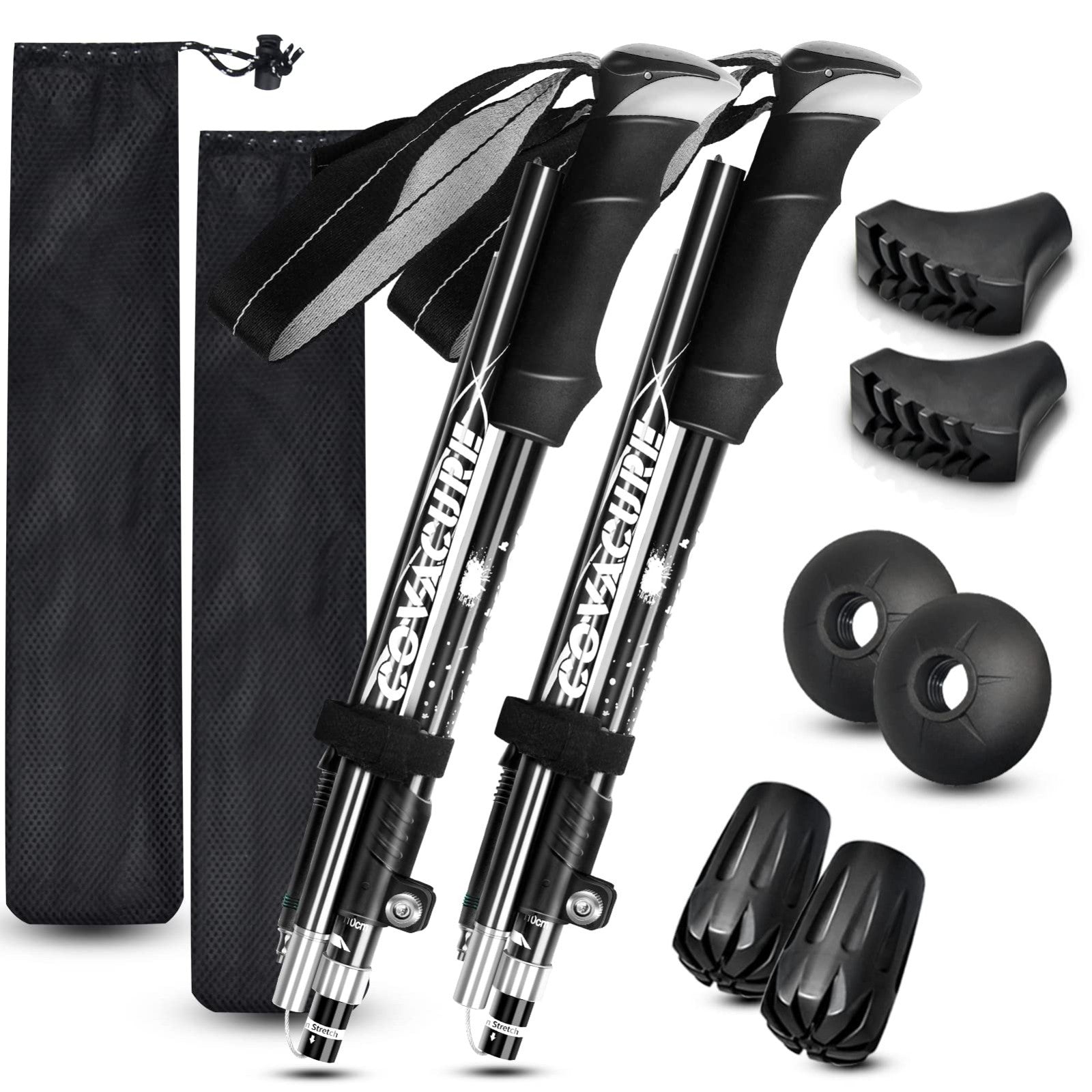 Collapsible Trekking Poles - Lightweight Aluminum Hiking Sticks, Telescopic & Fo1