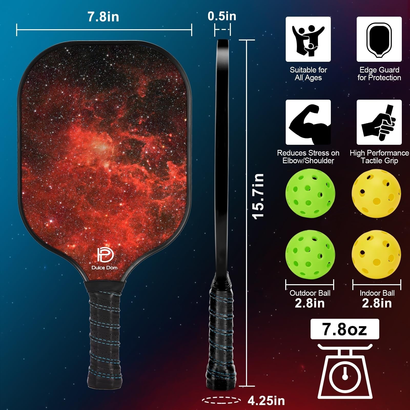 Pickleball Paddles Set of 2/4 - USAPA Approved Fiberglass Graphite Rackets & Bag3