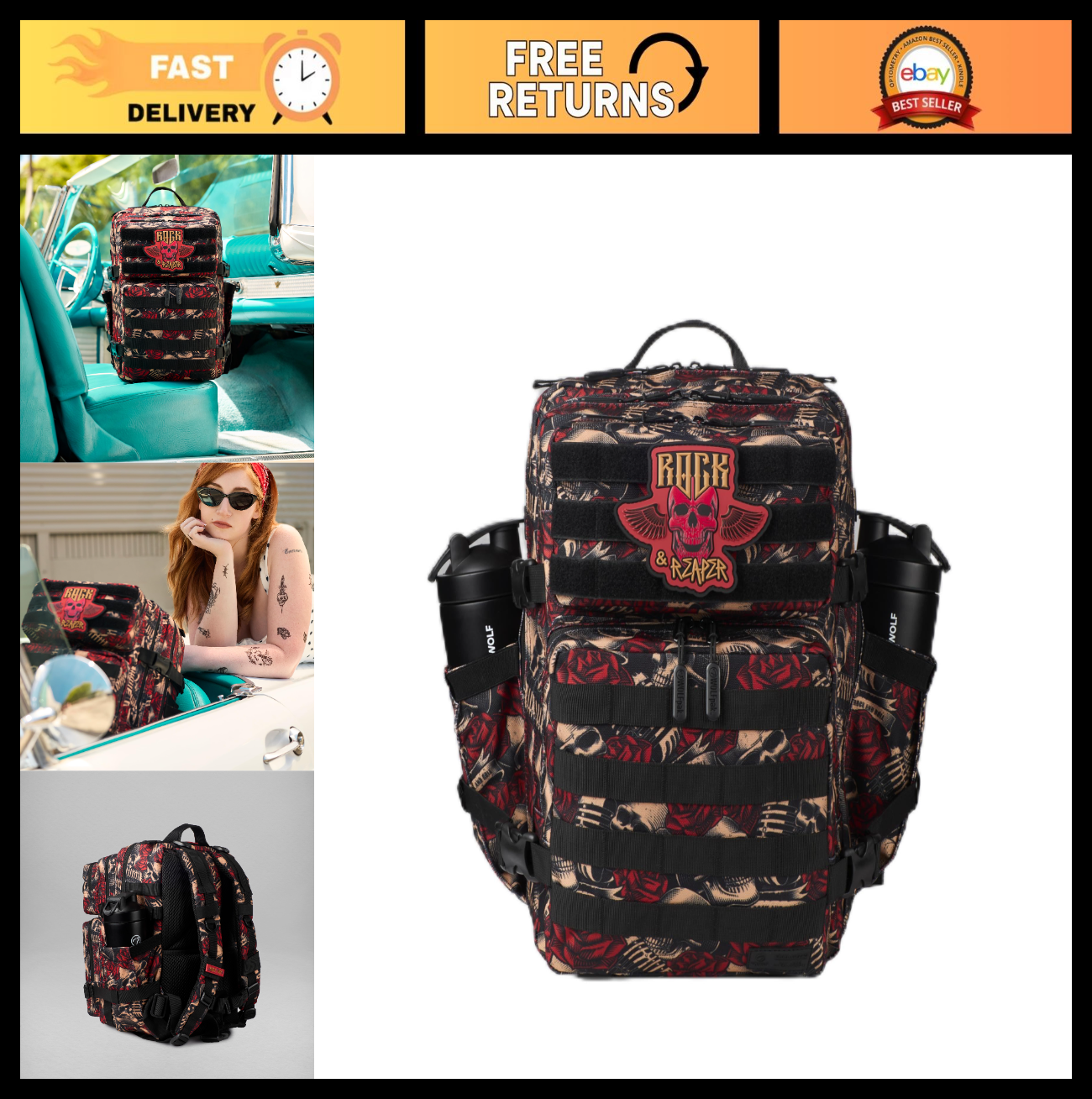 Durable 35L Waterproof Gym Backpack   1000D Oxford, MOLLE Webbing, Laptop Pocket0