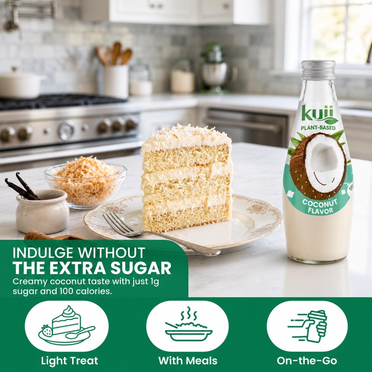No Sugar Added Coconut Milk Drink - Original Flavor, Nata de Coco, Dairy-Free Be5