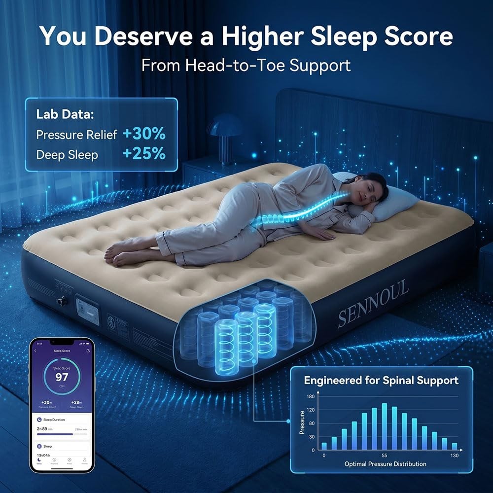 Twin Air Mattress with Built in Pump   Quick Self Inflating, 550lbs Capacity, St4