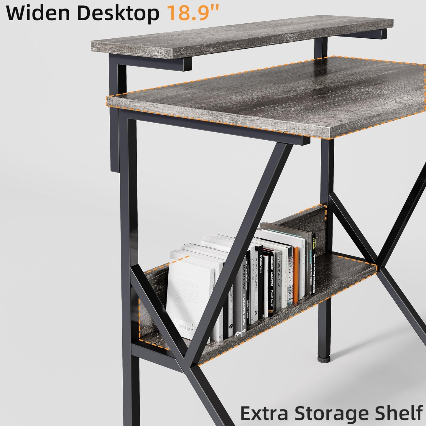 Compact Computer Desk with Adjustable Monitor Stand, Small Space Study Table, Gr3