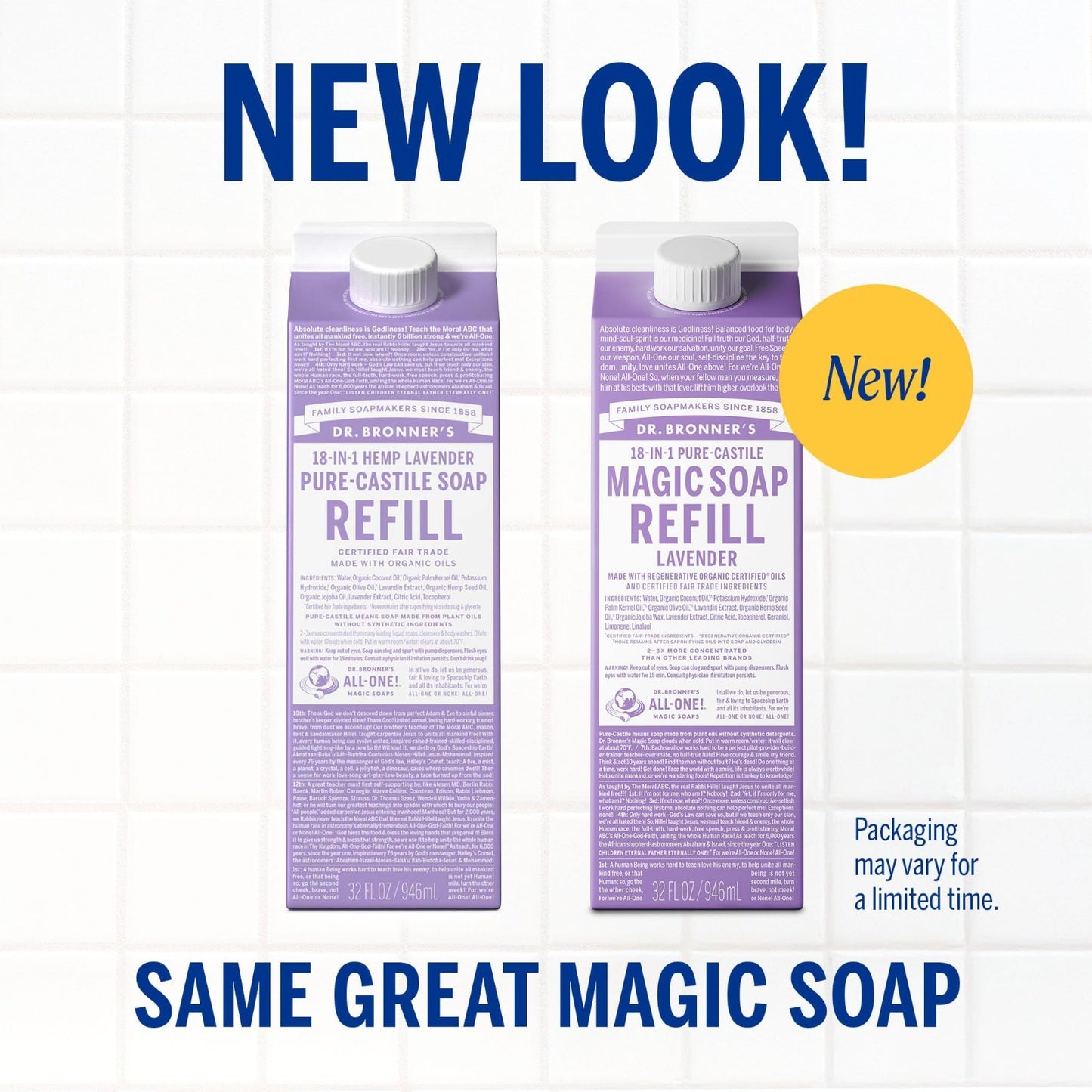 Pure Castile Liquid Soap Refill 32oz Lavender - Vegan, Organic, Multi-Use, 2-Pac2