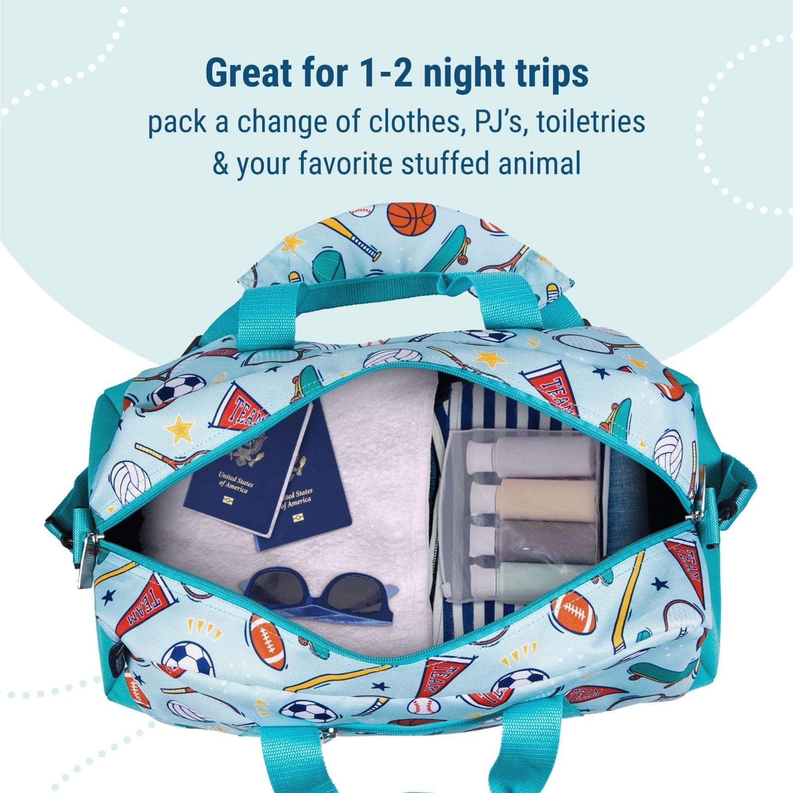 Kids Overnighter Duffel Bag - Lightweight Travel Bag for School & Sleepovers, Du4