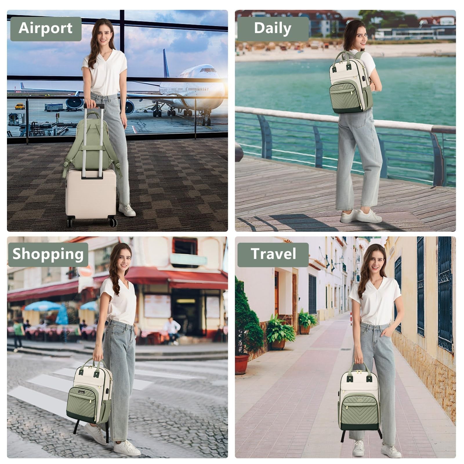 Stylish 15.6" Laptop Backpack for Women & Teens   USB Charger, Waterproof, Casua5