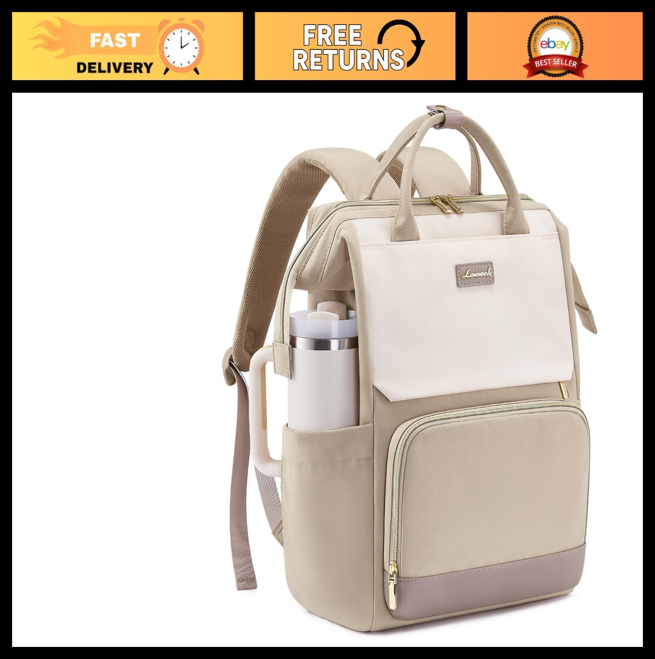 Stylish Laptop Backpack for Women   Travel, Work, Nurse, Teacher, Tumbler Holder0
