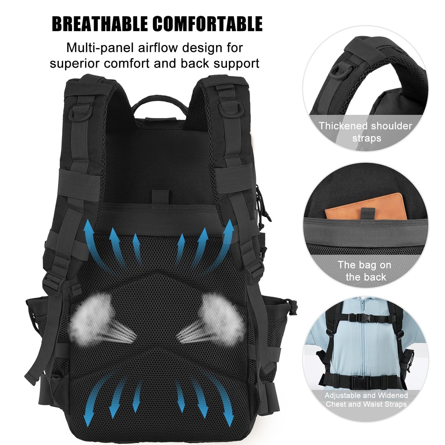 Large 50L Military Tactical Backpack, Molle Assault Pack, Water Resistant Rucksa3