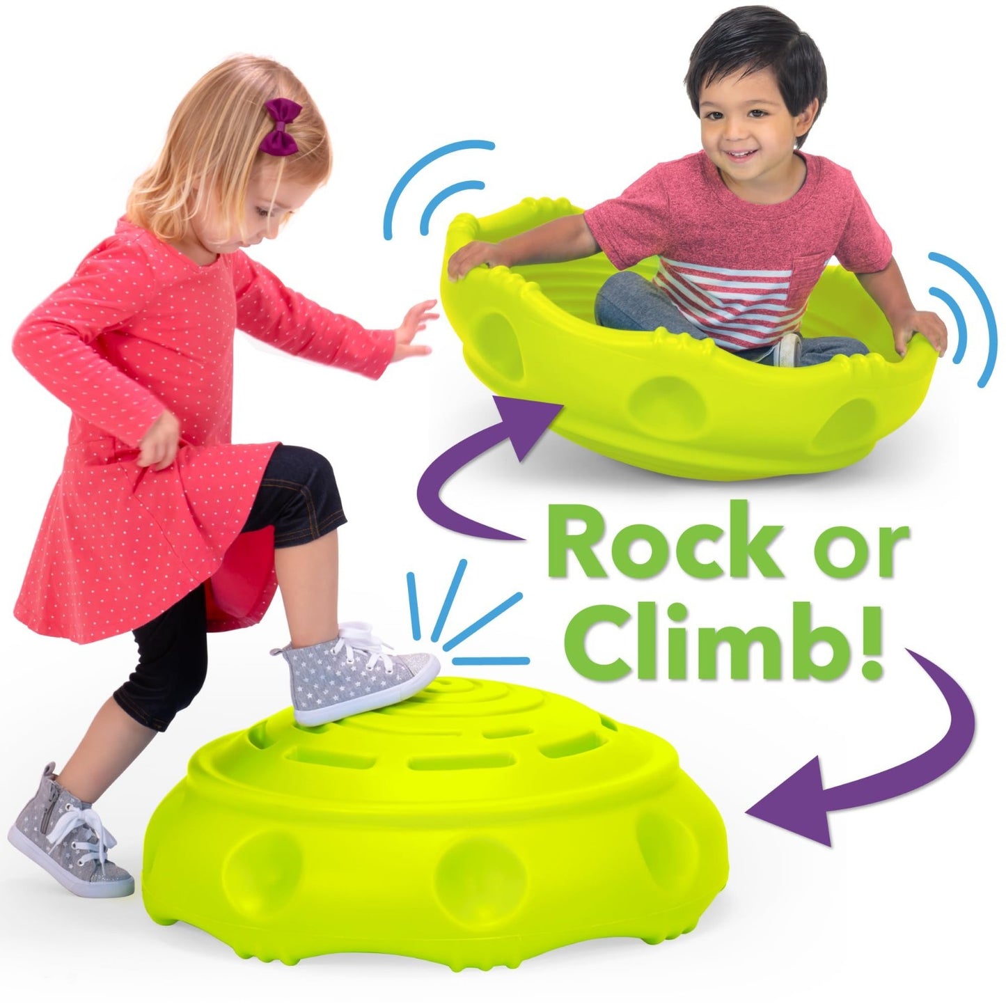 Wobble Disk & Climbing Dome for Kids   Indoor/Outdoor Rocking Toy   Yellow/Green3