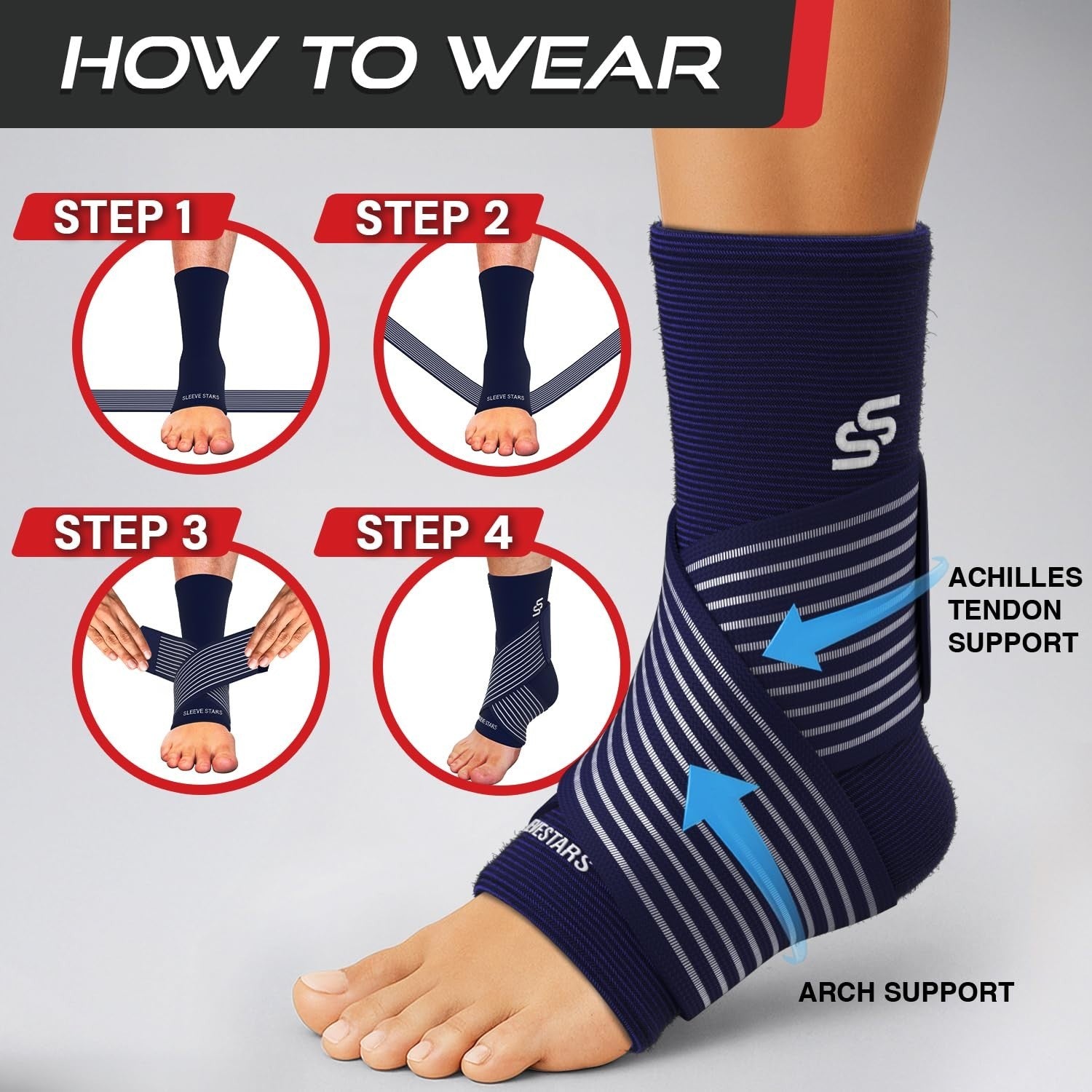 Ankle Brace Compression Sleeve for Sprains & Plantar Fasciitis Relief, Adjustabl6
