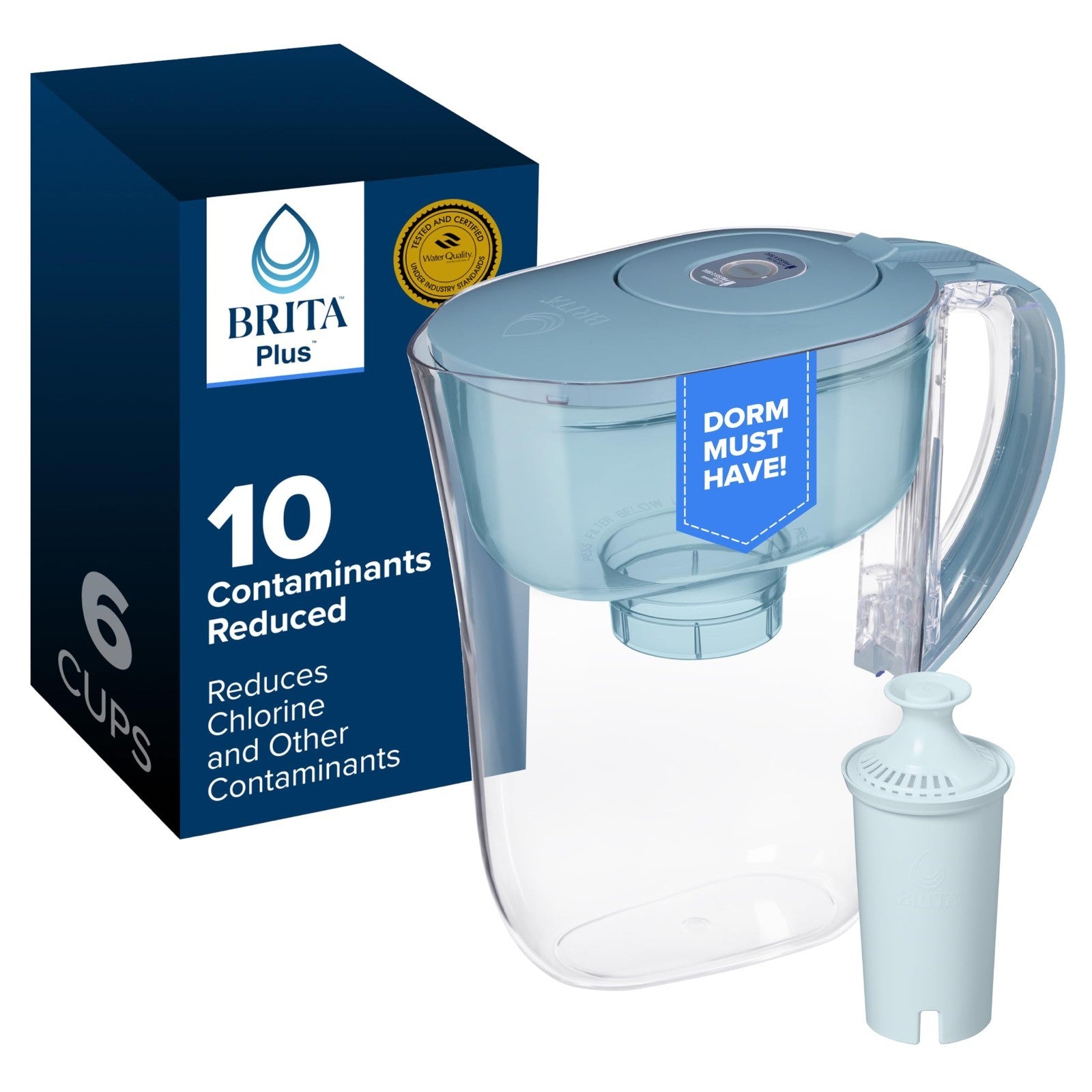 6 Cup Water Filter Pitcher with 1 Filter   Reduces Chlorine, Copper, Mercury & C1