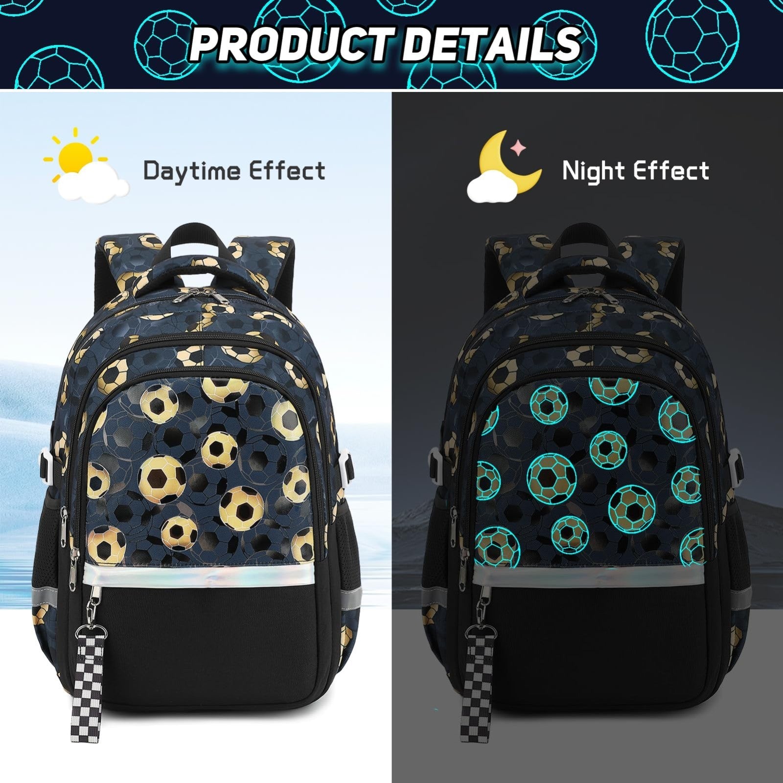 Luminous Boys Backpack Set   3PCS with Lunch Box & Pencil Case, School Bag2