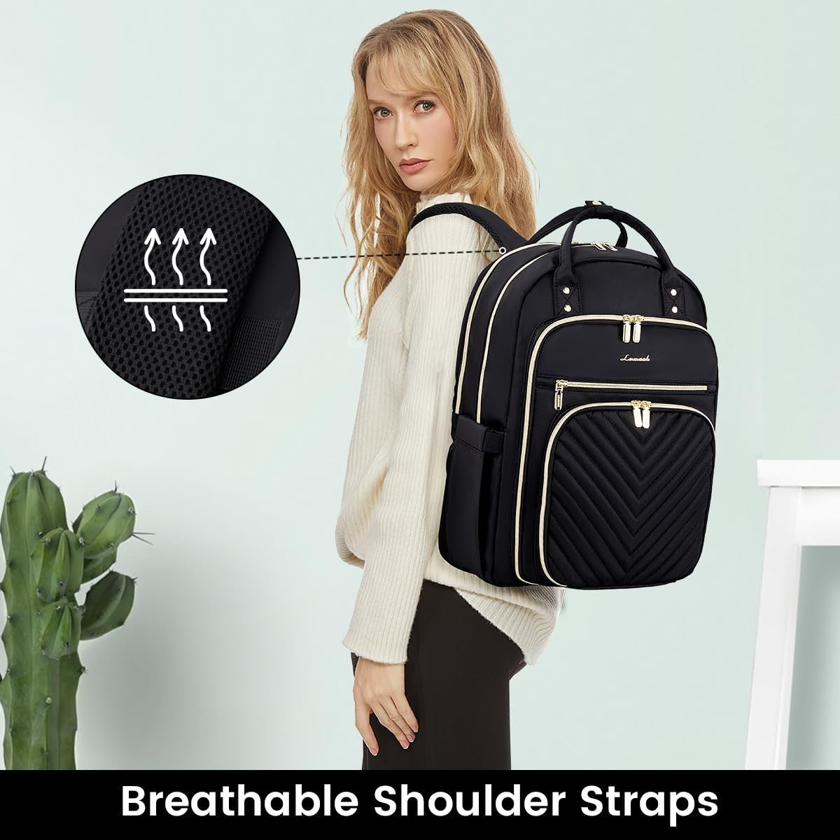 Stylish Water Resistant Laptop Backpack for Women, Travel Work Bag with USB Port7