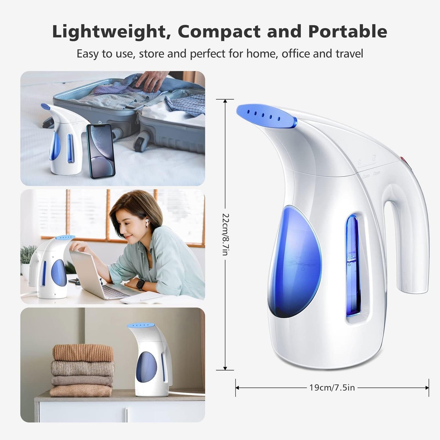 Portable Handheld Clothes Steamer, 1100W Fast Heat, 300ml Capacity, No Leak Desi2