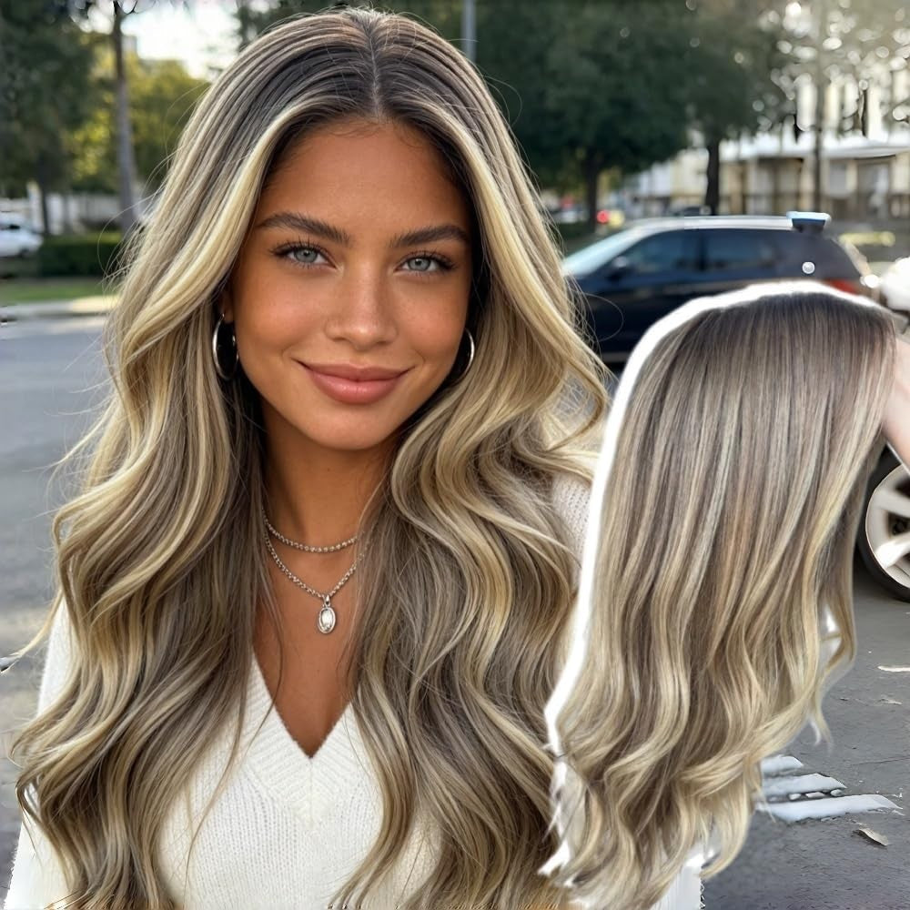 Ombre Golden Blonde Lace Front Wig - 13x4 HD Transparent, Pre-Plucked, Heat Resi1